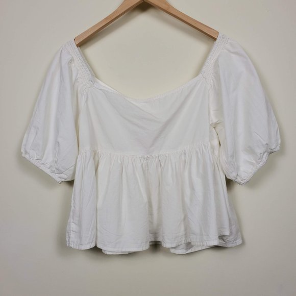 Free People Puff-Sleeve White Top Size M - Picture 5 of 10